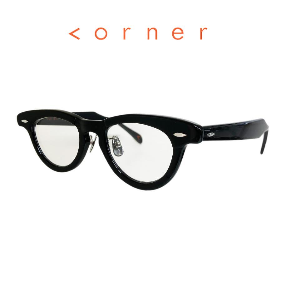 corner コーナー Night Bird ナイトバード Col.0 Black / Clear Flat Lensess フォックスタイプ メガネ 正規取扱店 | corner