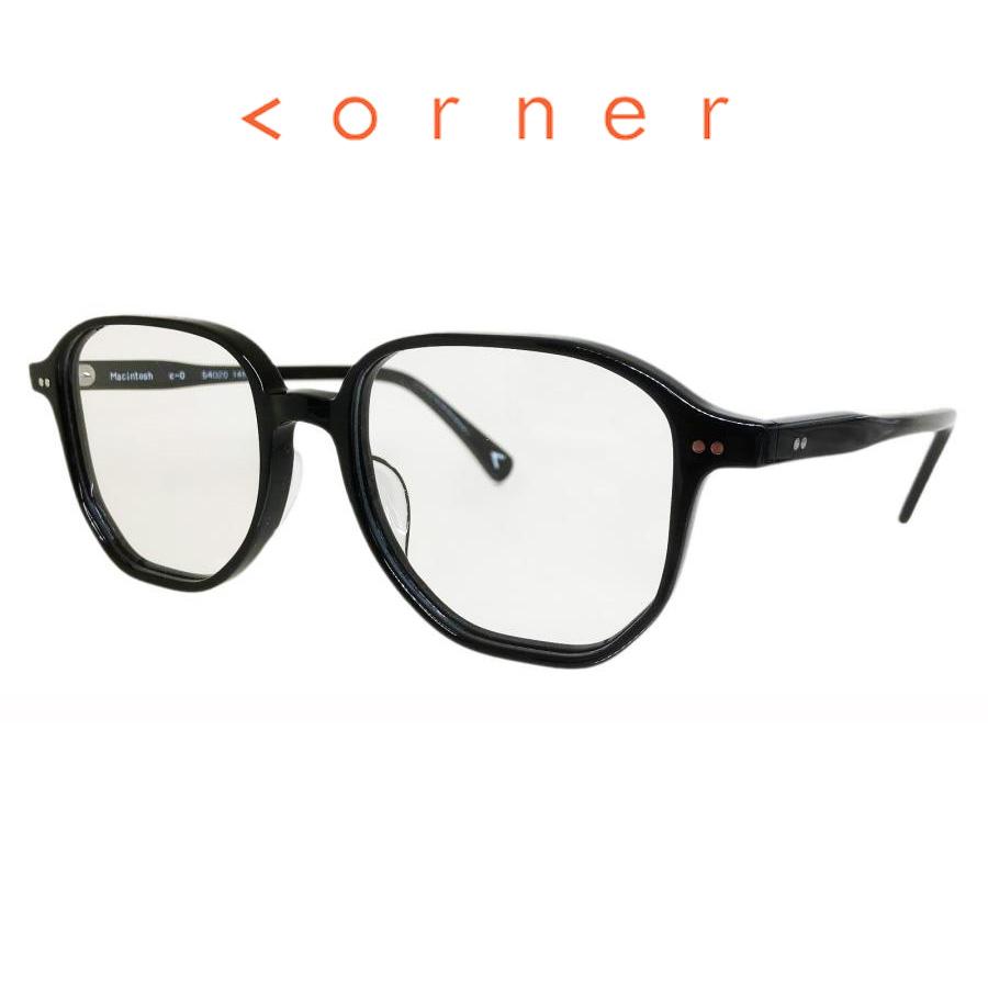 corner コーナー Macintosh マッキントッシュ Col.0 Black / Clear 2curved Lenses Researchシリーズ メガネ 正規取扱店 | corner