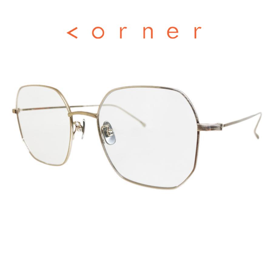 corner コーナー Brautigan/ブローティガン Col.M2M Matte Gold 2カーブクリアレンズ チタン メタルフレーム メガネ 正規取扱店 | corner