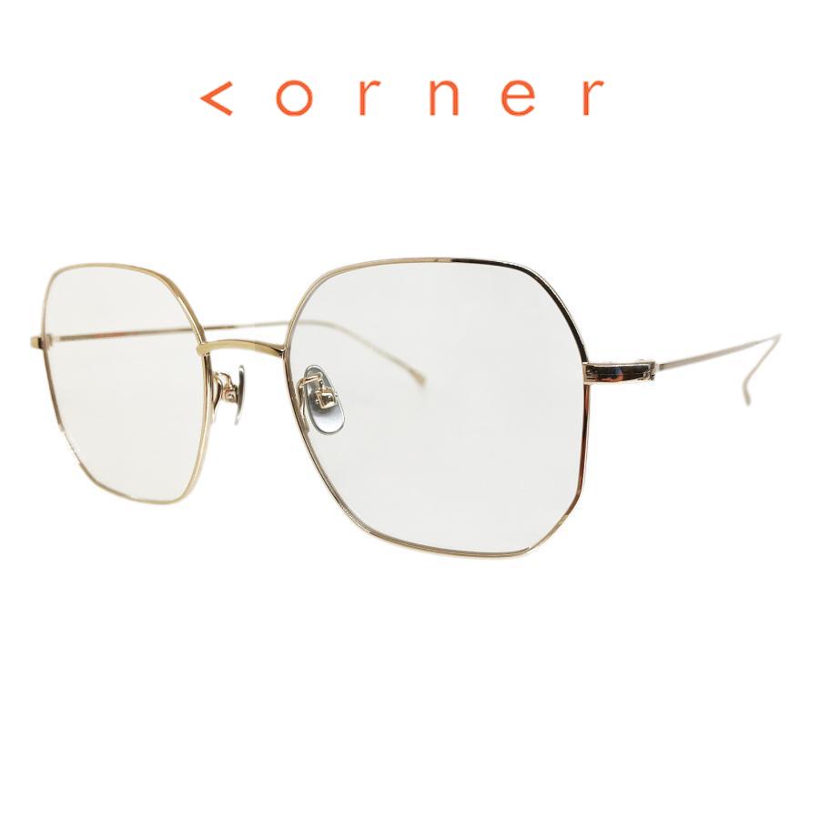 corner コーナー Brautigan/ブローティガン Col.M2 Gold 2カーブクリアレンズ チタン メタルフレーム メガネ 正規取扱店 | corner