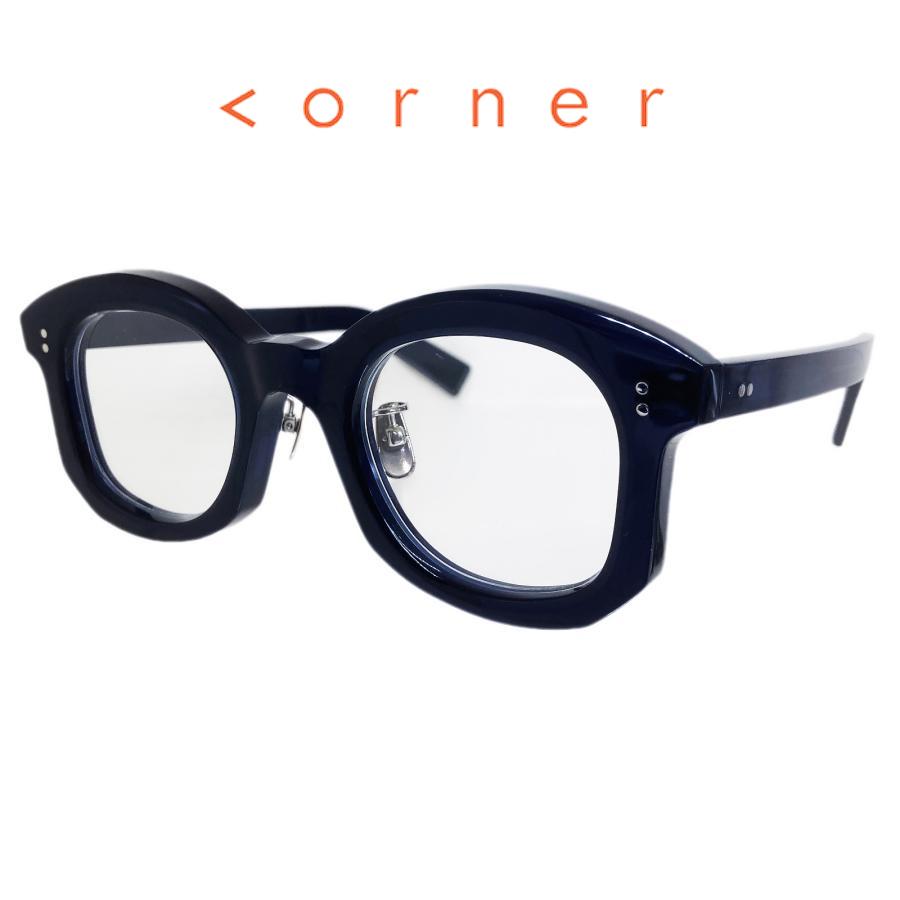 corner コーナー Toile/トワル Col.11 Black in Blue / Clear Flat Lenses クラウンパント×ウェリントン Sublimationシリーズ メガネ 正規取扱店 | corner