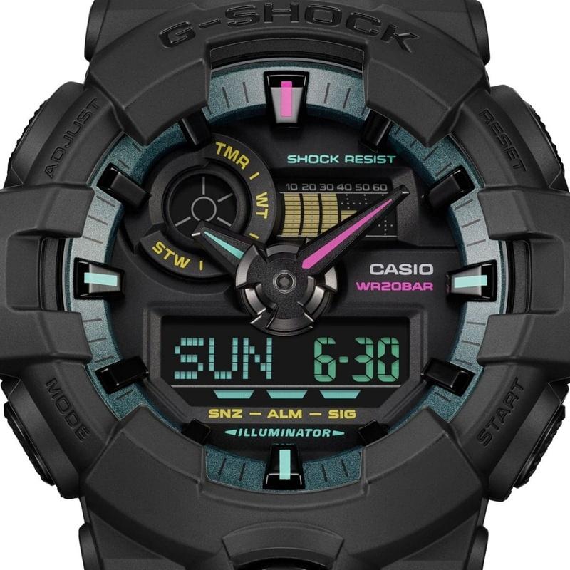 CASIO カシオ G-SHOCK ジーショック GA-700MF-1AJF Multi Fluorescent colorシリーズ アナデジ マットブラックの画像