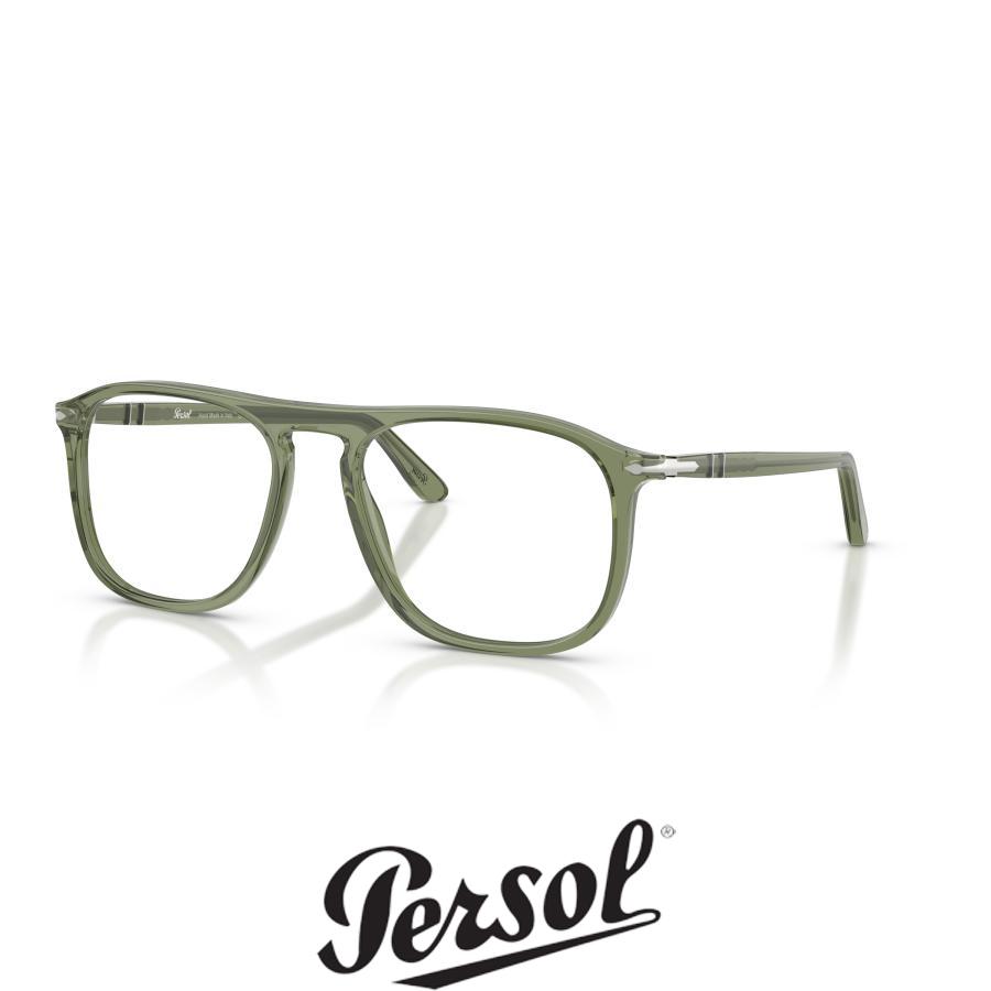 Persol ペルソール 3392V Col.1226 Transparent Green クリアグリーン ウェリントンタイプ セルフレーム メガネ イタリア 正規輸入品 | persol