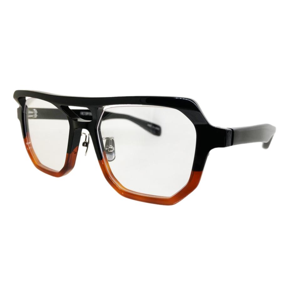 FACTORY900 ファクトリー900 RETRO RF-162 Col.110 : black/demi two-tone 黒×茶 ツーブリッジ スクエアタイプ メガネ サングラス 正規取扱店 | FACTORY900