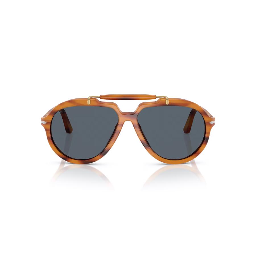 Persol ペルソール 0202S Col.960/R5(Striped Brown/Blue) Netflix「SENNA」コラボレーションモデル ガラスレンズ ティアドロップ サングラス 正規輸入品 | persol | 01