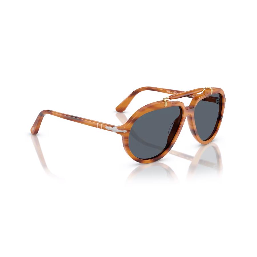 Persol ペルソール 0202S Col.960/R5(Striped Brown/Blue) Netflix「SENNA」コラボレーションモデル ガラスレンズ ティアドロップ サングラス 正規輸入品 | persol | 02
