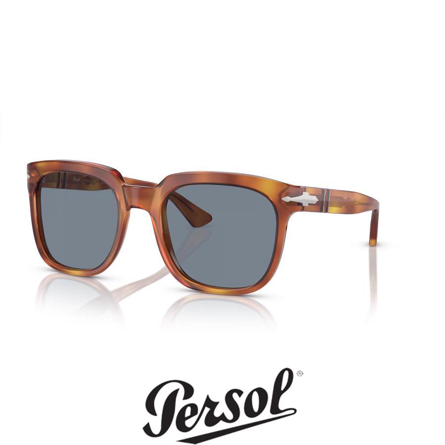 Persol ペルソール 3323S Col.96/56 Terra Di Siena/Light Blue 茶系(レンズ：ブルー) ウェリントンタイプ サングラス 正規輸入品 | persol