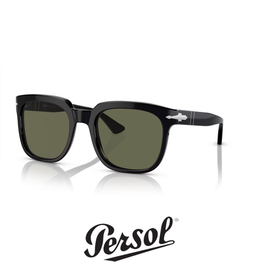 Persol ペルソール 3323S Col.95/58 Black/Green Polar 黒(レンズ：グリーン偏光レンズ) ウェリントンタイプ サングラス 正規輸入品 | persol