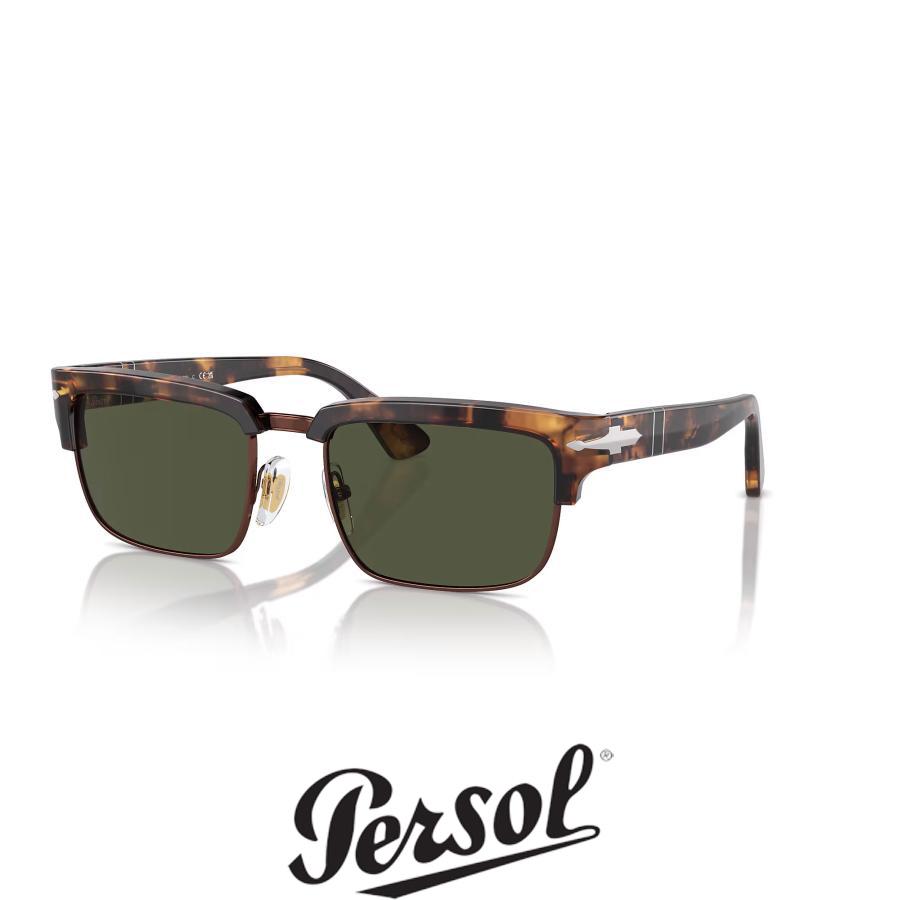 Persol ペルソール 3354S Col.110231 Honey Tortoise/Brown 茶系 (レンズ：Green) スクエア サーモントブロータイプ サングラス 正規輸入品 | persol