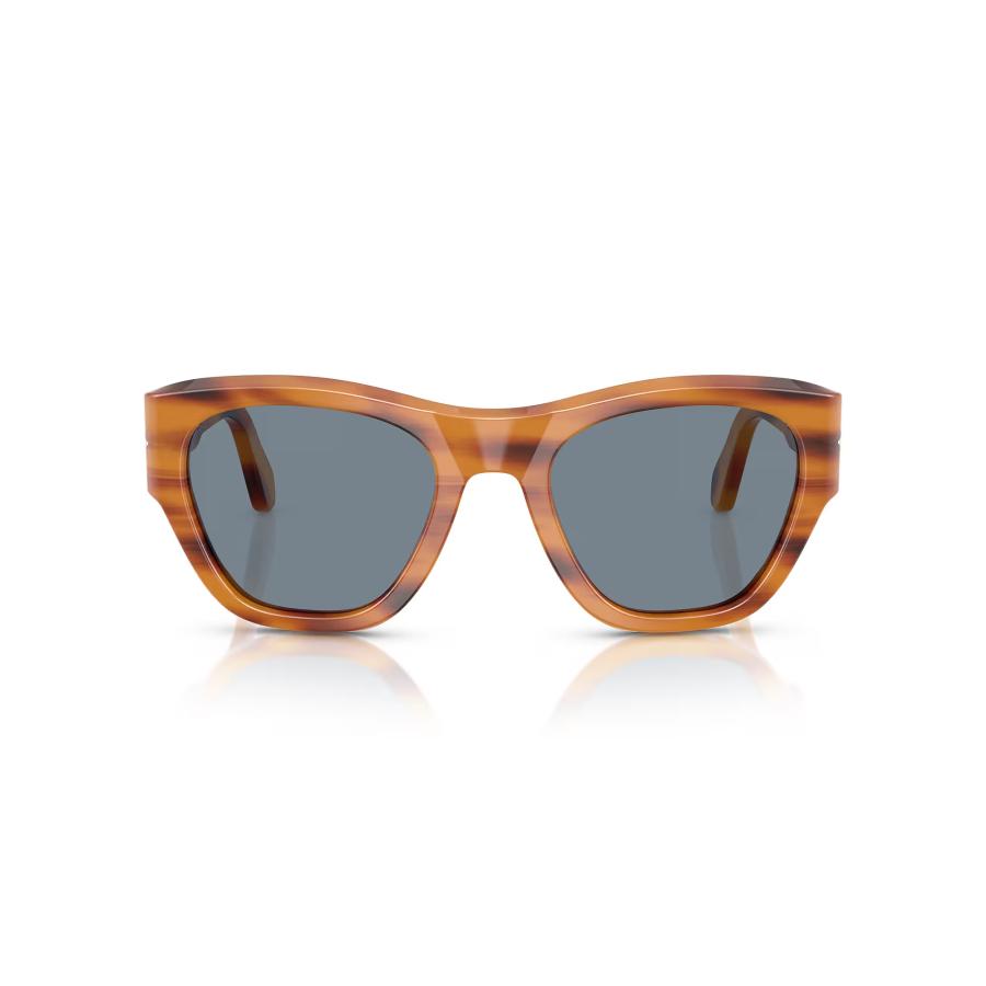 Persol ペルソール 0054S Col.960/56 Striped Brown(フレーム)/Light Blue(レンズ) セルフレーム ウェリントンタイプ イタリア製 サングラス 正規輸入品 | persol | 01