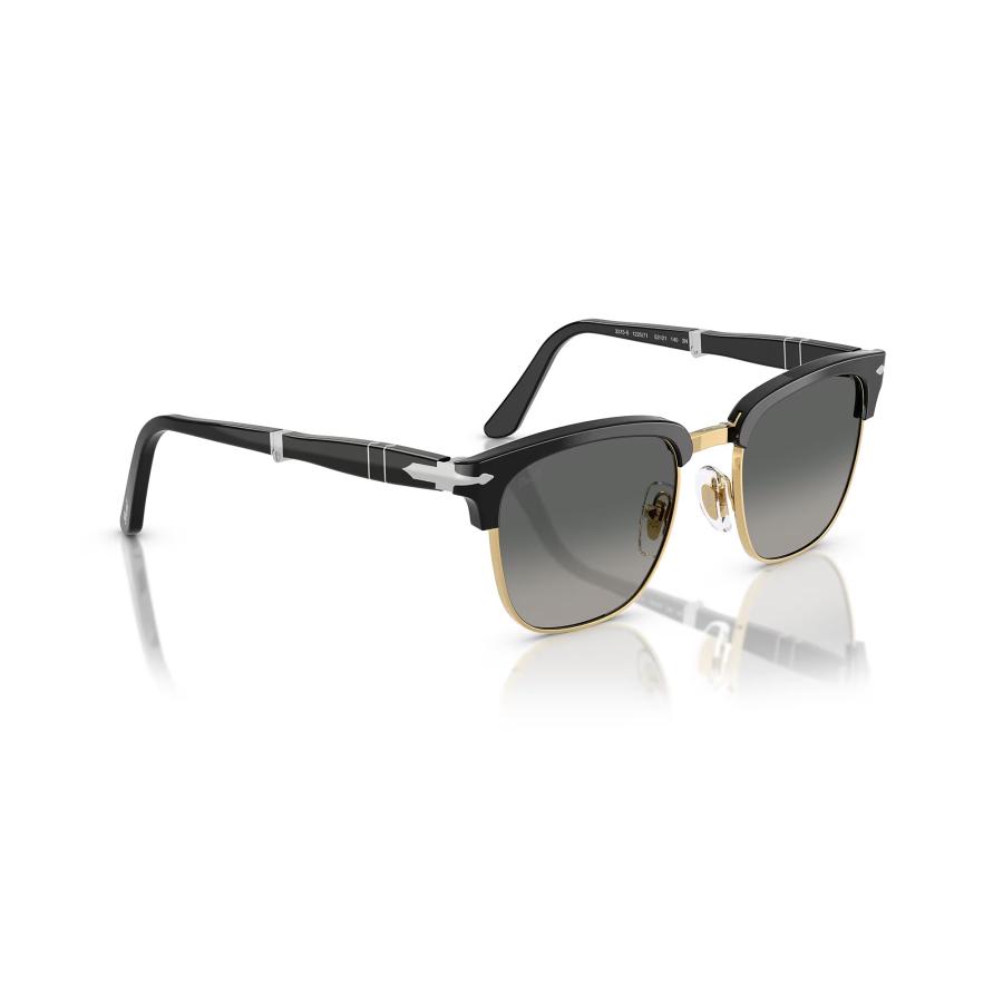 Persol ペルソール 3375S Col.122571 黒×ゴールド(レンズ:グラデーショングレー) 折りたたみ式 ウェリントンタイプ サーモントブロー サングラス 正規輸入品 | persol | 03