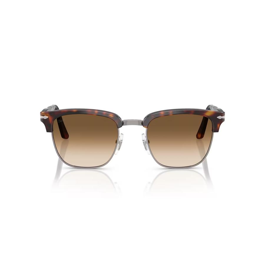 Persol ペルソール 3375S Col.24/51 茶×シルバー(レンズ:グラデーションブラウン) 折りたたみ式 ウェリントンタイプ サーモントブロー サングラス 正規輸入品 | persol | 02