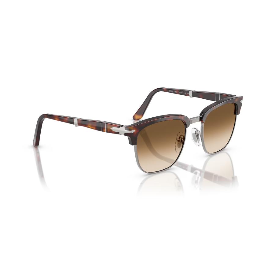 Persol ペルソール 3375S Col.24/51 茶×シルバー(レンズ:グラデーションブラウン) 折りたたみ式 ウェリントンタイプ サーモントブロー サングラス 正規輸入品 | persol | 03