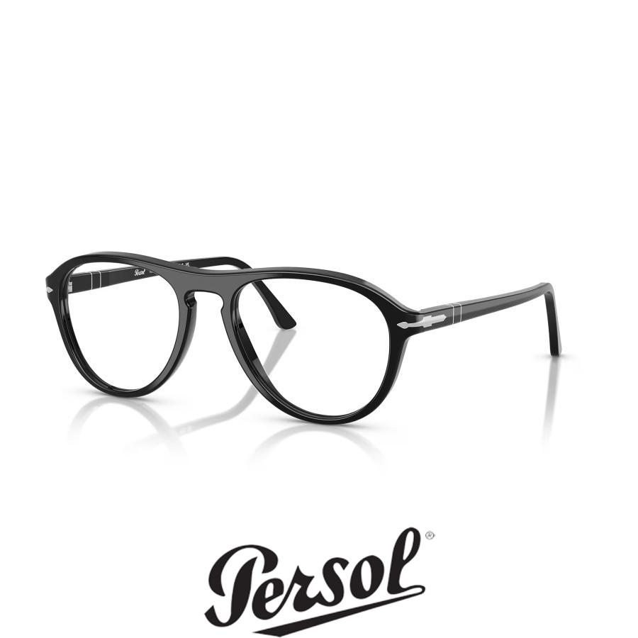 Persol ペルソール 3371V Col.95 Black 黒 ティアドロップタイプ セルフレーム メガネ イタリア 正規輸入品 | persol