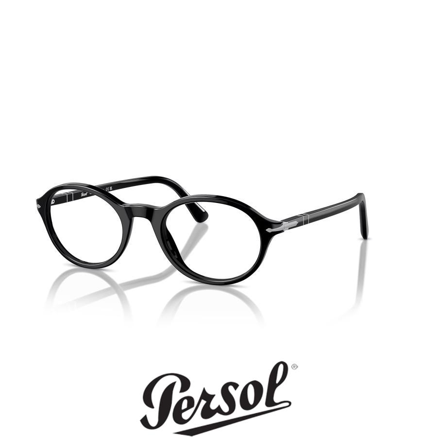 Persol ペルソール 3351V Col.95 Black 黒 オーバルタイプ セルフレーム メガネ イタリア 正規輸入品 | persol