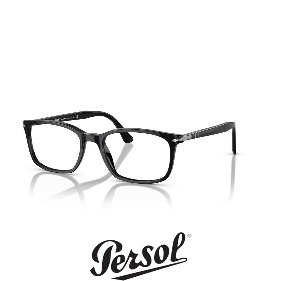 Persol ペルソール 3189V Col.95 Black 黒 スクエアタイプ セルフレーム メガネ イタリア 正規輸入品 | persol
