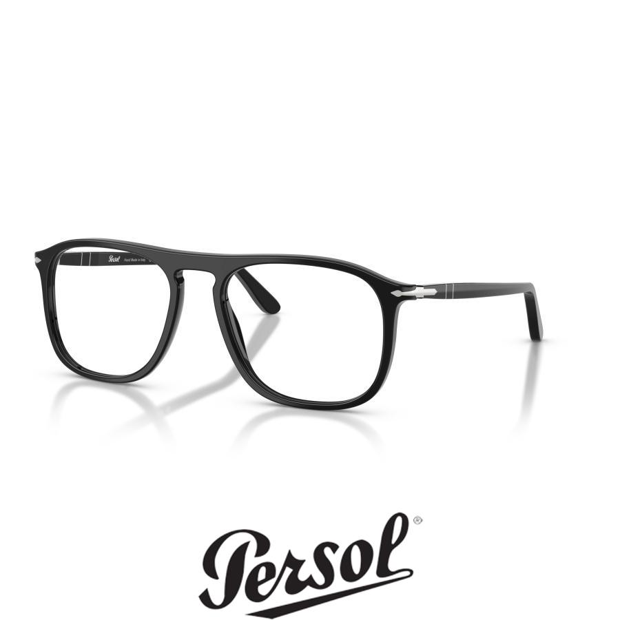 Persol ペルソール 3392V Col.95 Black 黒 ウェリントンタイプ セルフレーム メガネ イタリア 正規輸入品 | persol