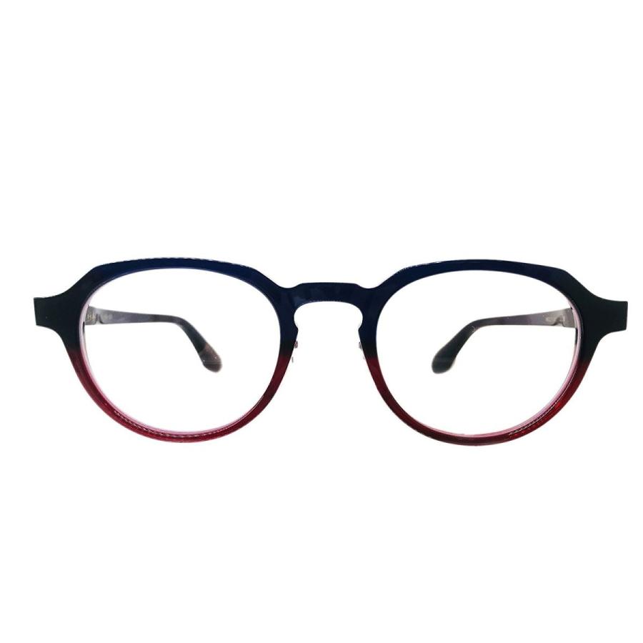 杉本 圭 スギモトケイ メガネ セルフレーム 福井産 クラウンパントタイプ KS-102 Col.08（ネイビー/赤） |  | 01