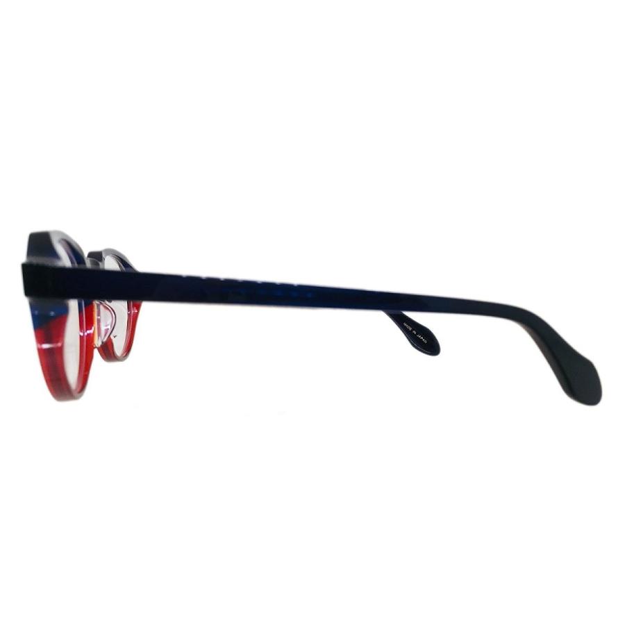 杉本 圭 スギモトケイ メガネ セルフレーム 福井産 クラウンパントタイプ KS-102 Col.08（ネイビー/赤） |  | 02