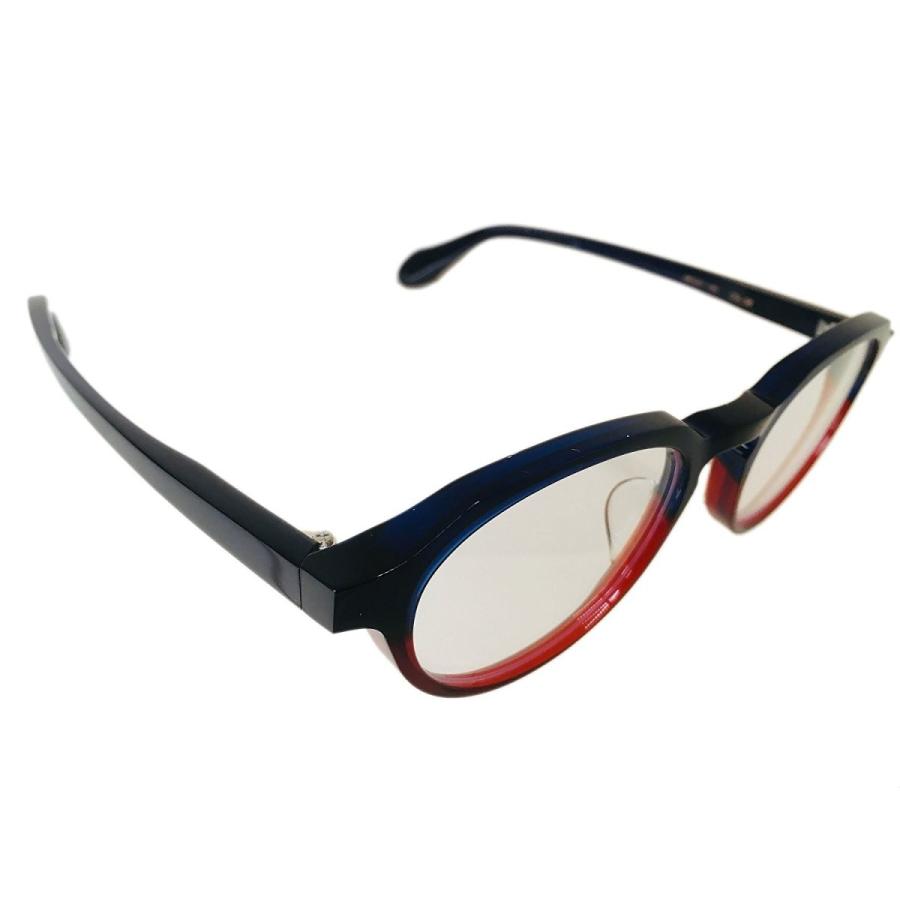 杉本 圭 スギモトケイ メガネ セルフレーム 福井産 クラウンパントタイプ KS-102 Col.08（ネイビー/赤） |  | 03