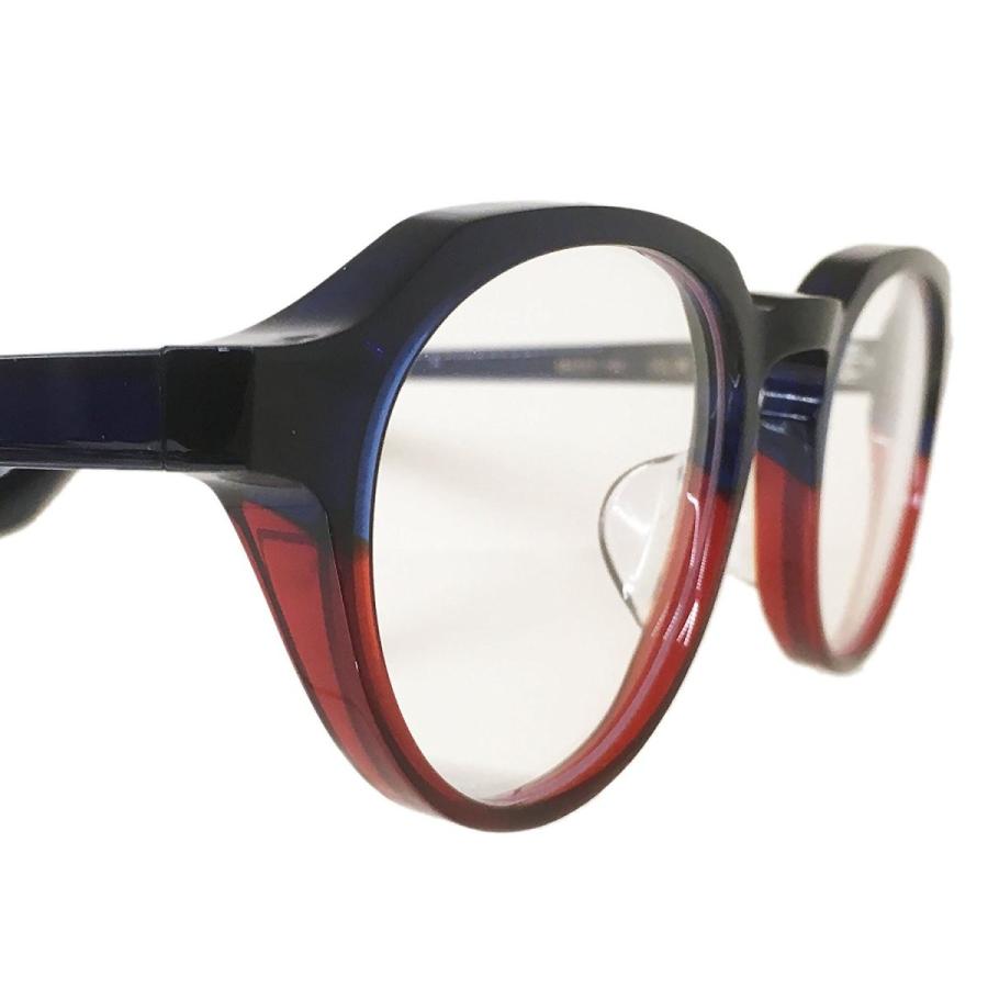 杉本 圭 スギモトケイ メガネ セルフレーム 福井産 クラウンパントタイプ KS-102 Col.08（ネイビー/赤） |  | 04