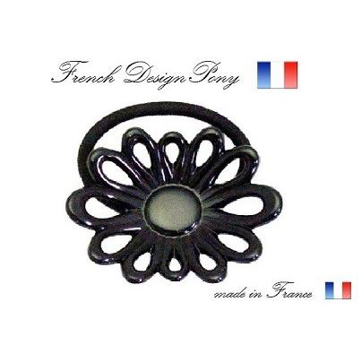 Made in France ゴムポニー フラワー透かしフランス製 | 