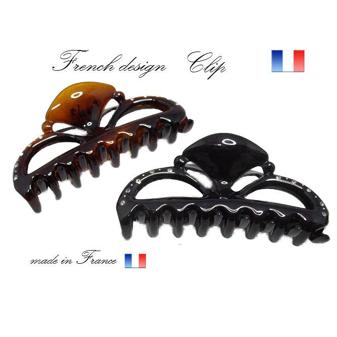 フランス製 バンスクリップ スワロフスキークリスタル 青海波型ザイン (11.5cm) 【宅配便のみ】 | 