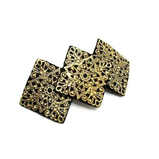 バレッタ アンティーク調 透かしスクェア３連 |  | 02