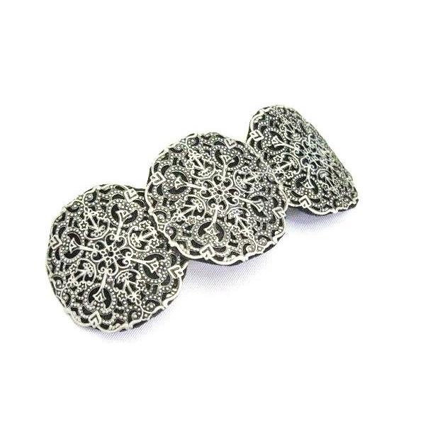 バレッタ アンティーク調 透かし丸3連 |  | 02