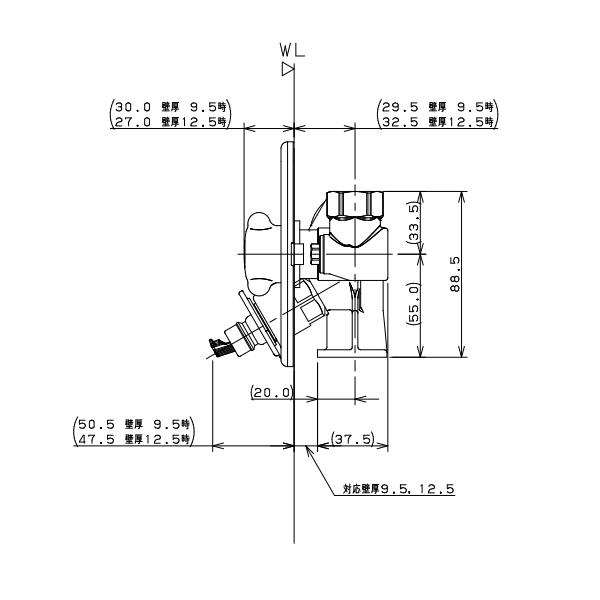カクダイ 【127-103】 KAKUDAI 洗濯機用混合栓（天井配管用