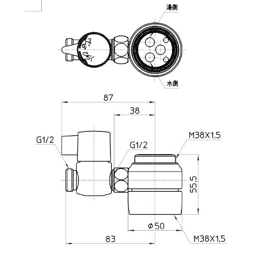 在庫あり 三栄水栓 SANEI B98-AU1 シングル混合栓用分岐アダプター