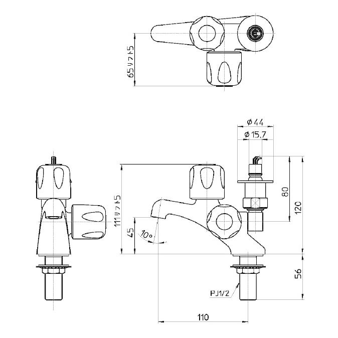 三栄水栓 SANEI JF505TV-1-13 洗濯機用二口立水栓 蛇口 双口