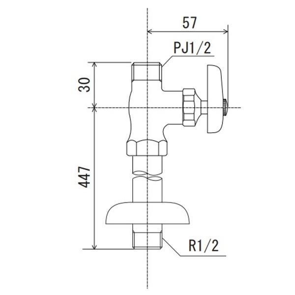 KVK 在庫あり KVK K31-P2 ストレート形止水栓 給水管420mm : 施主の 