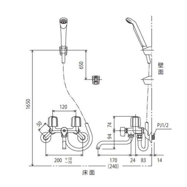 KVK KVK KF100N2 一時止水付2ハンドルシャワー : 施主のミカタ Yahoo