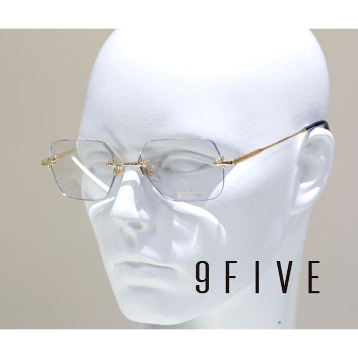 クリアフレーム 豪華ゴールドアクセント 伊達メガネ　ライトカット　レンズマーク有 9five ナインファイブ クリアレンズ 伊達メガネ CLARITY LITE 24k Gold
