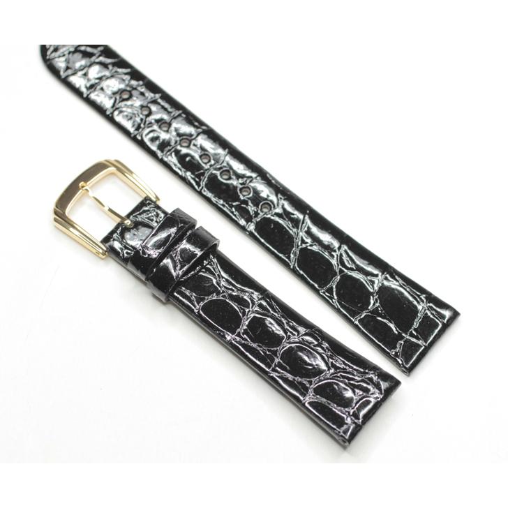 SEIKO（セイコー） 純正 時計バンド ワニ クロコダイル 本革 玉符 黒色
