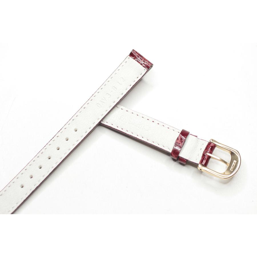 【美品/電池新品】SEIKOノイエ ゴールド ボルドー アンティーク レディース SEIKO（セイコー） 天然ワニ革 時計バンド ノイエ専用 12ミリ ボルドー