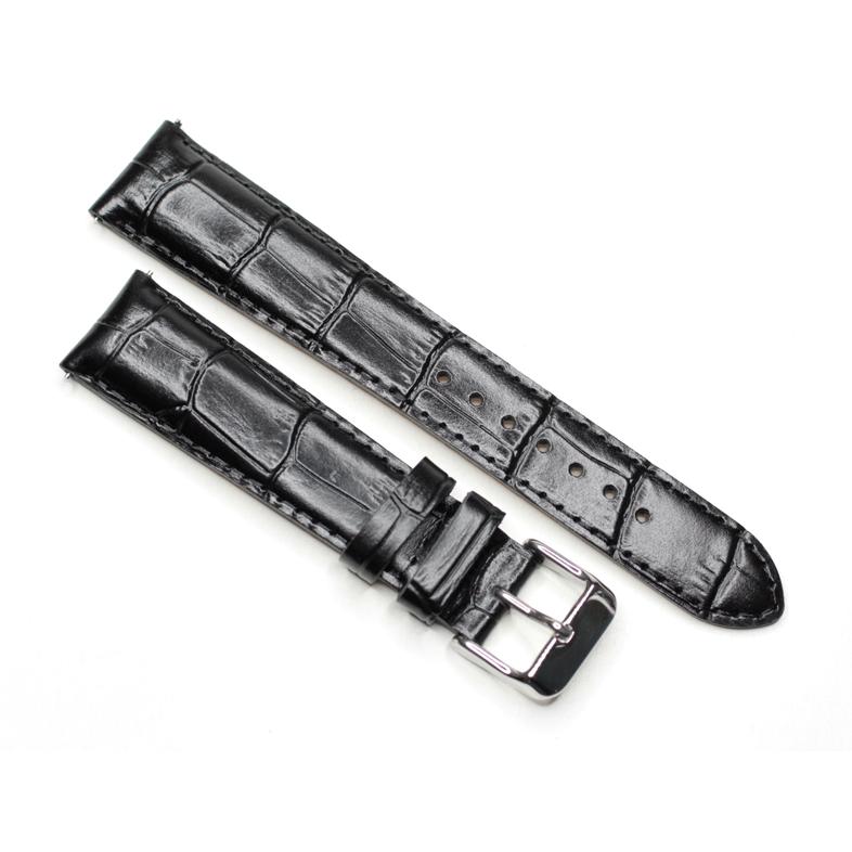 SEIKO セイコー 純正 時計バンド カーフ ワニ型押し ブラック 19
