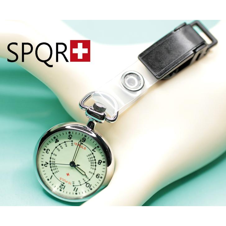 SPQR 純日本製のナースウォッチ クリップ付ストラップ 蓄光塗料文字板