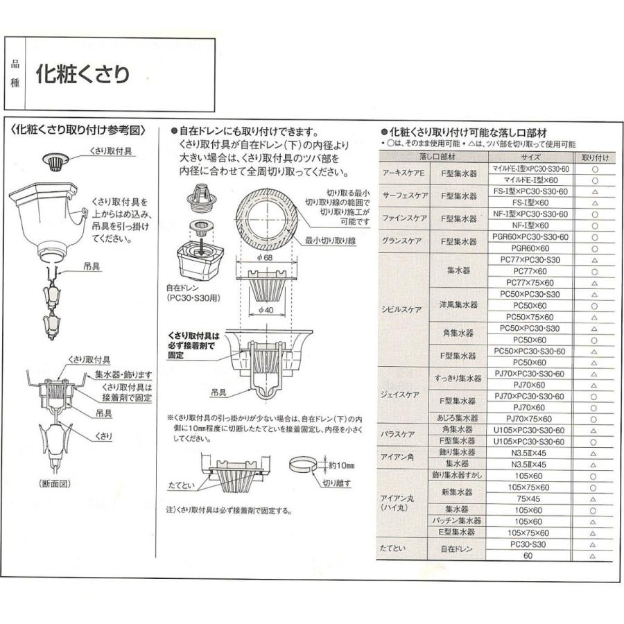 化粧くさり　II型　「チューリップ型」　KMEW　くさり、オモリ、取付具　雨とい　ブラック　鎖樋　セット品　ミルクホワイト　しんちゃ　パナソニック　雨樋