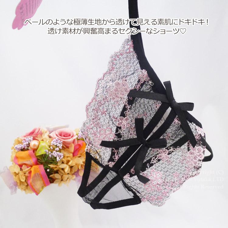 Ravijour★ベビードール★Tバックショーツパンツ下着★透けレースBLACK RAVIJOUR（ラヴィジュール） エルザ エンブロイダリーレース Tバック