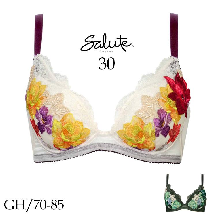 新品Wacoal Salute ブラジャー ショーツ H75 M サルート　30 サルート（SALUTE） ワコール 30G 小さく見せるブラ ブラジャー GH