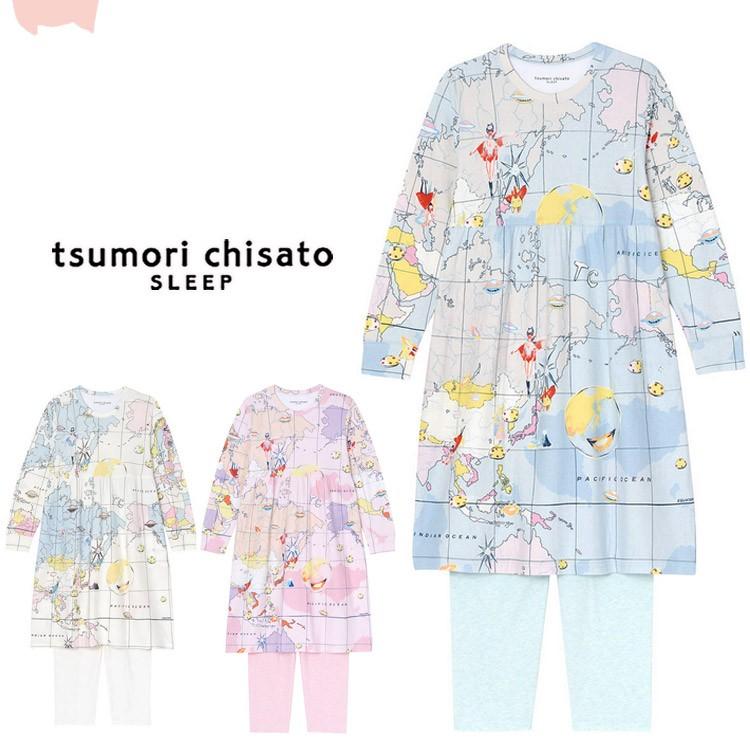 ツモリチサト ワンピース パジャマ 地球地図 綿 長袖 Ml 送料無料 Udq221 アイム下着屋 通販 Yahoo ショッピング