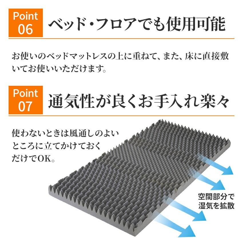 ラクシーン デラックス 西川 マットレス  ダブル  三つ折り 日本製 寝ればわかる 点で支える 敷布団 140×195×9 170N 22289-03383-312｜e-sleep-style｜07