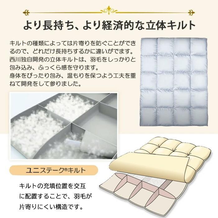 西川産業　高級羽毛布団(立体キルト) 楽天市場】西川 羽毛布団 完全立体キルト マザーグース 93