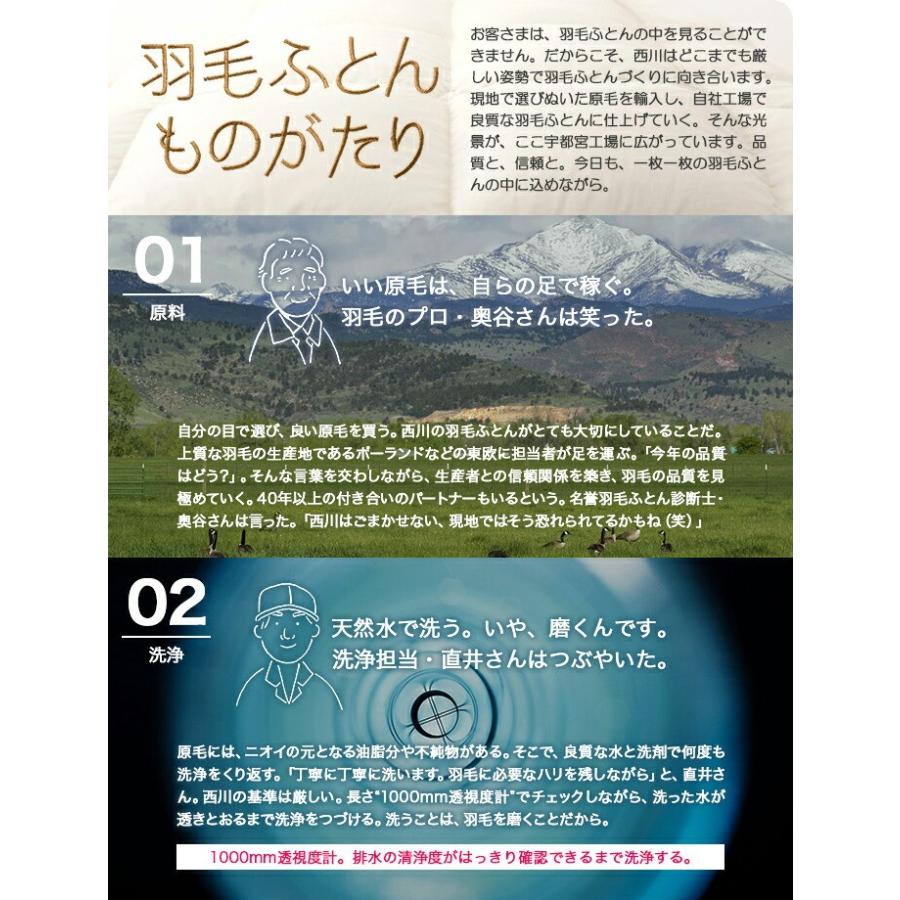西川 羽毛合掛ふとん 日本製 西川プレミアム ジーリンホワイトグースダウン 90％ 0.7kg シングル KA04495071 NP7050 アイボリー 150x210cm フレッシュアップの画像