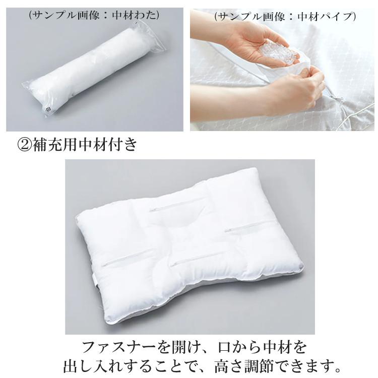 西川ミニパイプ枕 ベーシッククオリティ ファインスムーズ (63×43cm低め) ベーシッククオリティ ミニパイプ枕 （低）63×43cm ホワイト 側