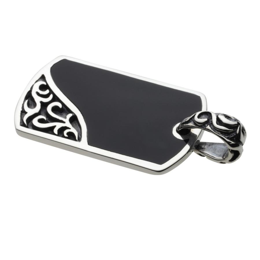 [J-23] Silver925 / 9g オニキス アラベスクデザイントップ ペンダントトップ ネックレストップのみ メンズ シルバー925