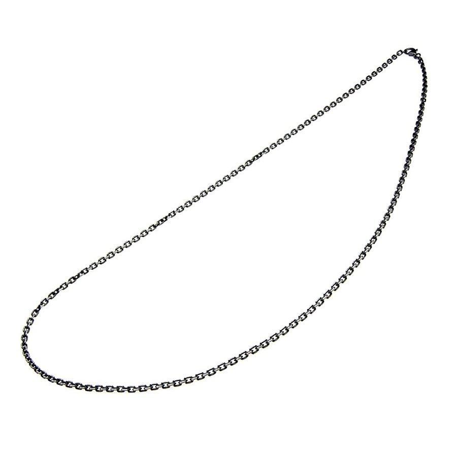 幅2mm 4面カットあずきシルバーチェーン 燻し加工 シルバー925 silver925 シルバーアクセサリー c0011の画像