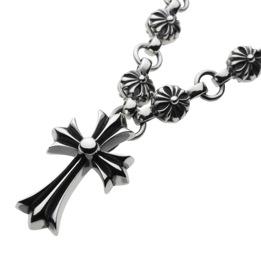 シルバーネックレス メンズ クロスボール ゴシック クロス シルバー925  メンズ シルバーアクセサリー fp0119の画像